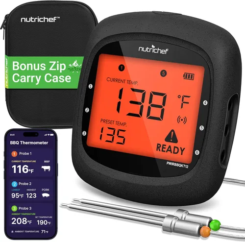 Vista 9 de NutriChef Termómetro de barbacoa mejorado, sondas de temperatura – 2 piezas de acero inoxidable para NutriChef PWIRBBQ80 termómetro digital
