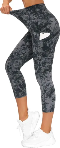 Vista 2 de The Gym People Pantalones deportivos gruesos de tiro alto, con bolsillos y control de abdomen, leggings para entrenar, correr, hacer yoga, para mujer