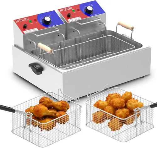 Vista 11 de Freidora Comercial Profunda - Freidora Eléctrica Profunda de 12 L con Cesta de 6 L, Freidora Comercial Profunda con Cesta, Freidora de Acero