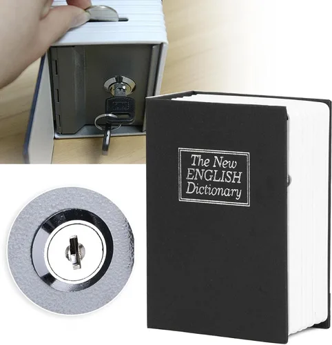 Vista 5 de Caja de seguridad para libros, caja fuerte para libros con llave, caja fuerte secreta de diccionario con cerradura de llave de seguridad, caja