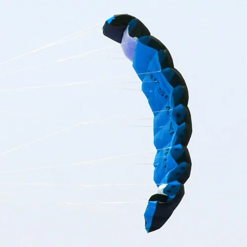Vista 7 de Besra - Enorme cometa de 74 pulgadas de doble línea para acrobacias con paracaídas con herramientas de vuelo 1.9 m de potencia para kitesurf. Azul