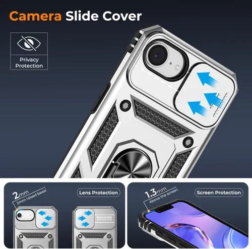 Vista 62 de Funda HakkTaoo para iPhone 13/iPhone 14 de 6.1 Pulgadas con Funda Deslizante para Cámara + Protector de Pantalla (2 Paquetes), Funda Protectora a