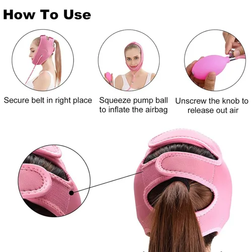 Vista 8 de Correa de adelgazamiento facial reutilizable, elevador facial inflable, cinturón de elevación facial en V, vendaje de estiramiento facial y apriete