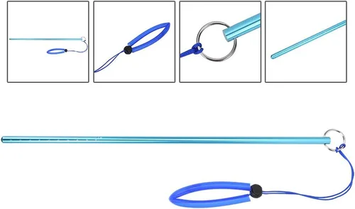 Vista 6 de Varilla de buceo Varilla de buceo Aleación de aluminio Buceo Aleación de aluminio Puntero de cosquillas Stick con cordón de medición (azul)