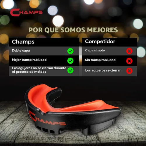 Vista 5 de Champs MMA Protector Bucal Transpirable para Boxeo, MMA, Jiu Jitsu, Muay Thai, Lucha Libre y Deportes de Combate – Diseño de Fácil Ajuste, Hervir