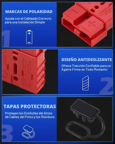 Vista 6 de Orion Motor Tech Paquete de 4 conectores de cable, kit de enchufe de arnés de cables de 50 A para cables de calibre 6-12, batería de 12 V-36 V