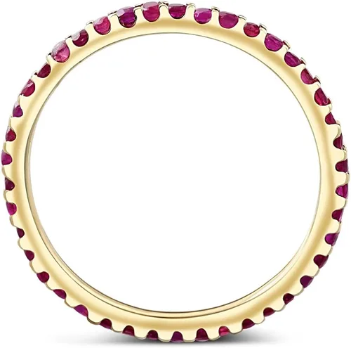 Vista 3 de Anillo de eternidad de rubí de 34 quilates, banda de aniversario de oro amarillo de 10 quilates