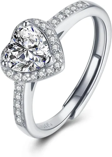 Vista 7 de Moissanite Engagement Ring Solitaire Sterling Silver Promise Rings for Women Lady