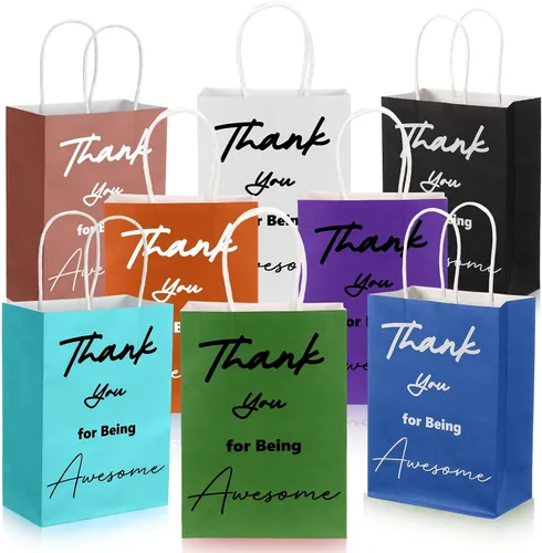 Vista 7 de Sweetude 48 bolsas de regalo de agradecimiento a granel con asas para profesores, compañeros de trabajo, personal, regalo de agradecimiento por ser