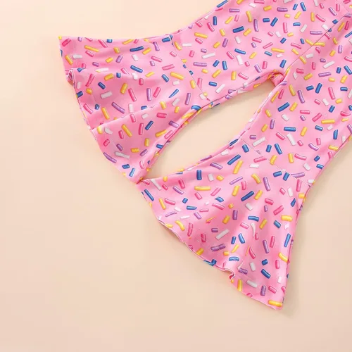 Vista 15 de Conjunto de ropa de cumpleaños para bebé niña pequeña, camiseta de manga larga, pantalones de campana, diadema