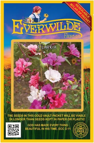 Vista 4 de Everwilde Farms - Semillas de flores silvestres nativas de Clarkia de 1 onza - Gold Vault