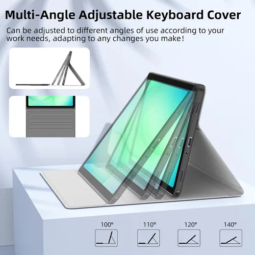 Vista 7 de Funda con teclado inalámbrico retroiluminado para Samsung Galaxy Tab A11+ Plus A9+ Plus 11 Slim Soft TPU+PU Protective Cover Case with Buckle