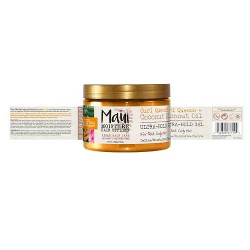 Vista 2 de Maui Moisture - Curl Quench + aceite de coco, gel para el cabello de acción duradera, para pelo rizado, para estilizar pelo rizado, vegano, sin