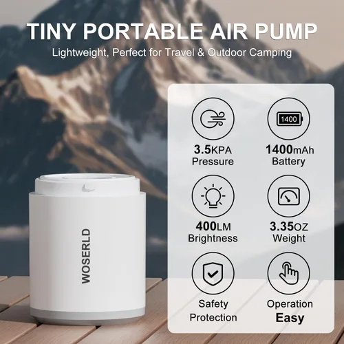 Vista 2 de Bomba de aire eléctrica al aire libre Luz de camping SOS Light Batería de litio de gran capacidad para balsa de aire cojín de aire Anillo de natación