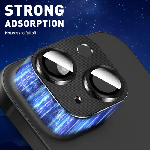 Vista 2 de Kucheed 2 protectores de lente de cámara para iPhone 11, aluminio de metal de una pieza con textura 3D, decoración diseñada para decoración
