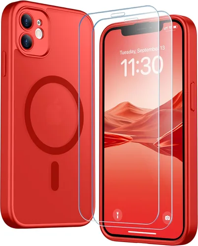 Vista 283 de SPIDERCASE Funda magnética translúcida diseñada para iPhone 11, con 2 protectores de pantalla de vidrio templado, antihuellas, para iPhone 11 de 6.1