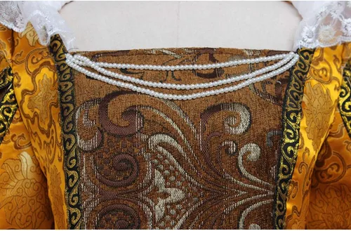 Vista 5 de Collar de pie reina Elizabeth Cosplay traje medieval oro vestido de bola