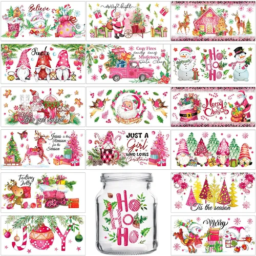 Vista 9 de Kosiz 16 Hojas de Vinilo Adhesivo UV para Tazas, Adhesivos de Envoltorio de Taza para Regalo del Día del Padre, Vinilos de Transferencia