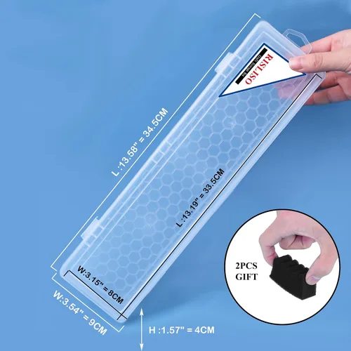 Vista 2 de Estuche de plástico para pinceles de pintura larga para artista, contenedor de pinceles de acuarela de arte en miniatura de viaje duro sin pinceles