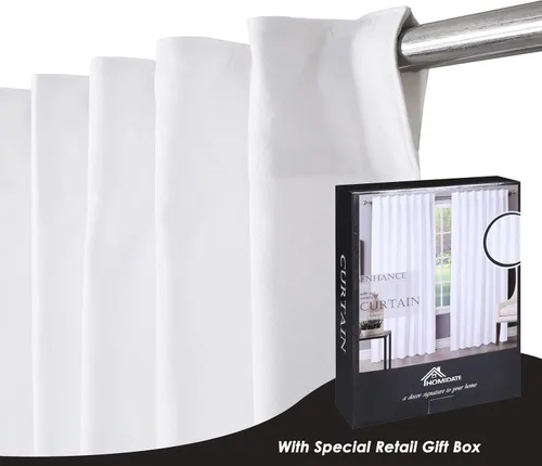 Vista 6 de HOMIDATE Juego de 2 cortinas texturizadas de algodón de 50 x 84 pulgadas, cortinas filtrantes de luz para sala de estar, dormitorio, baño