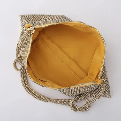 Vista 5 de BestAlice Monederos de diamantes de imitación para mujer, bolsa de cristal hobo de 13 x 6 pulgadas, elegante bolso de noche brillante para fiesta