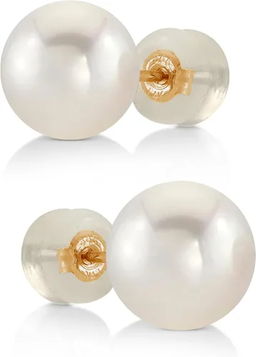 Vista 14 de The Pearl Source Real White Freshwater Pearl Stud Earrings for Women, AAA Grade Genuine Cultured Freshwater Pearls, Natural Pearl Jewelry, Classic