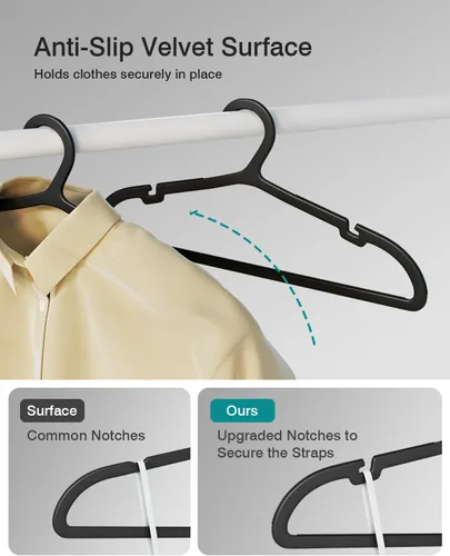 Vista 5 de ABHENG UAPY0530B - Paquete de 30 perchas para ropa, perchas de plástico antideslizantes, perchas que ahorran espacio, resistentes, para colgar ropa