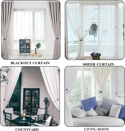Vista 6 de Alzapaños magnéticos para cortinas, alzapaños de cortina mejorados de 16 pulgadas, fuertes imanes para cortinas para el hogar y la oficina, lazos