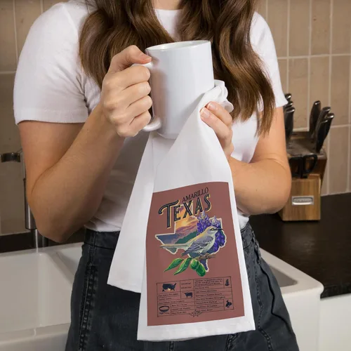 Vista 2 de Lantern Press Amarillo, Texas, Facts About, State Series (100% Cotton Tea Towel, Decorative Hand Towel, for Kitchen and Home)