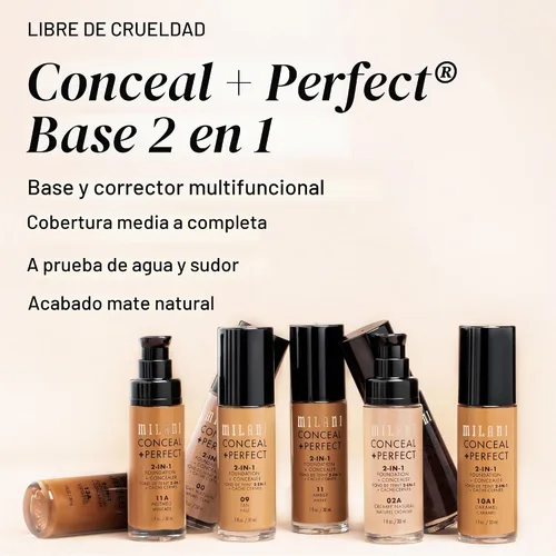 Vista 2 de Milani Conceal + Perfect - Maquillaje líquido de base, neutro ligero, 1