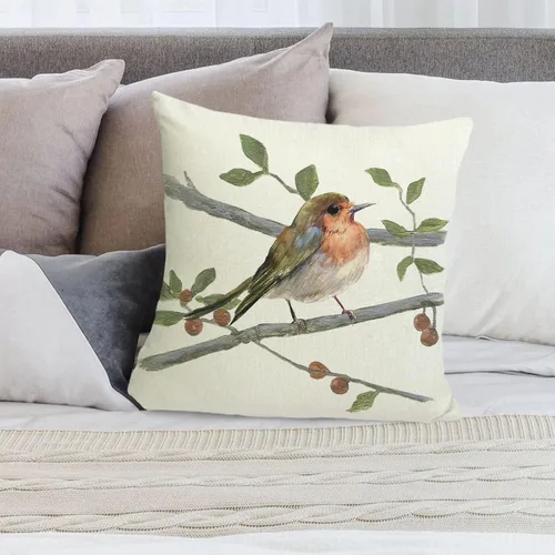 Vista 7 de Juego de fundas de cojín de lino con decoración de animales de estilo granja, funda de cojín para pájaros, cojín para patio, jardín, sofá, sillón