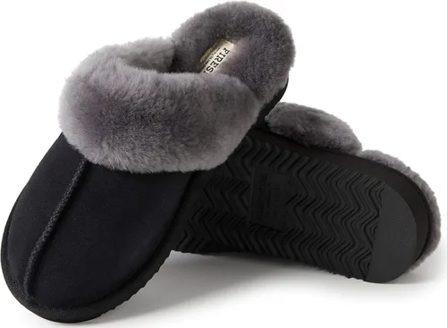 Vista 7 de Dearfoams Fireside Sydney Pantuflas anchas de piel de oveja para mujer, para interiores y exteriores