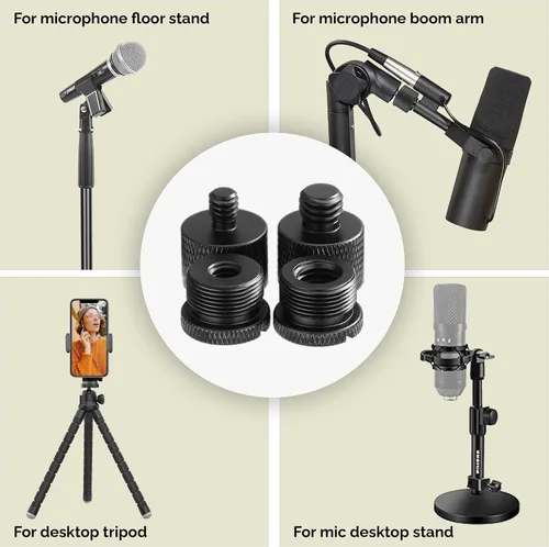 Vista 2 de IXTECH Juego de adaptadores de soporte de micrófono 8 piezas Soporte de micrófono de metal Adaptador de rosca 5/8 hembra a 3/8 macho 3/8 hembra a
