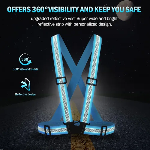 Vista 2 de Chaleco reflectante para correr, correas reflectantes, chaleco de seguridad de alta visibilidad para correr de noche, ciclismo, motocicleta, chaleco