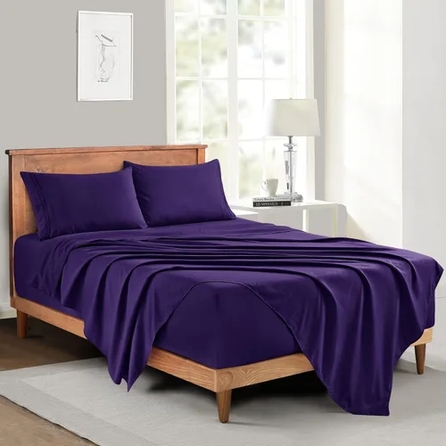 Vista 49 de Manyshofu Juego de sábanas de tamaño individual con bolsillos extra profundos, sábanas y fundas de almohada de 1800 hilos de lujo para hotel, juego
