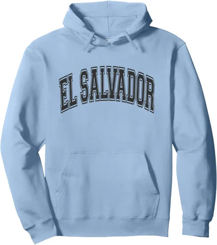 Vista 5 de El Salvador Arched Style Negro Texto y Contorno Sudadera Con Capucha