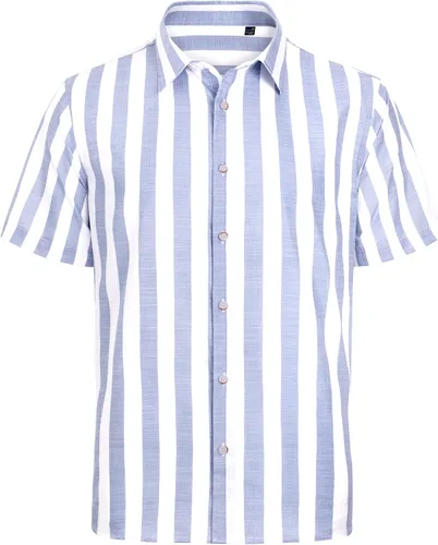 Vista 3 de J.VER Men's Button Down Shirt Casual Linen Short Sleeve Shirts Summer Beach Tops