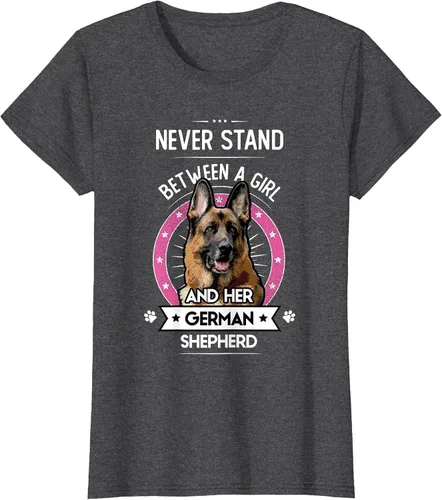 Vista 58 de Never Stand Between A Girl and Her German Shepherd T-Shirt Asphalt Grey
