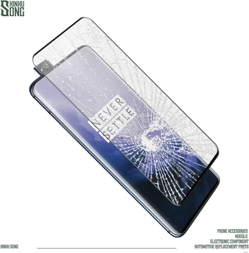 Vista 6 de Paquete de 3 protectores de pantalla para One-Plus 7 Pro, antiarañazos, dureza 9H, cobertura completa para One-Plus 7 Pro Black Bordes de seda