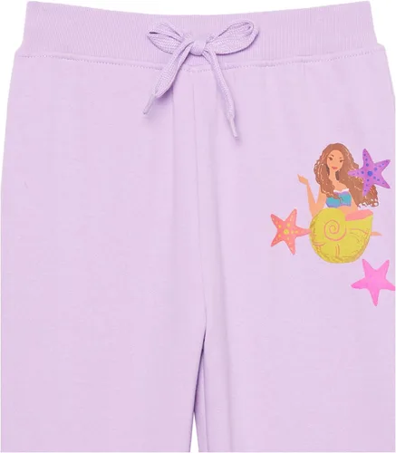 Vista 3 de Disney Girls the Little Mermaid Movie - Conjunto de sudadera con capucha y pantalón deportivo de forro polar para niñas, Ariel, Flounder, Sebastian