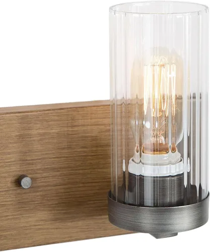 Vista 5 de LOG BARN Lámparas rústicas de baño, 2 luces de tocador de granja para baño con pantalla de vidrio texturizado transparente, luces de iluminación