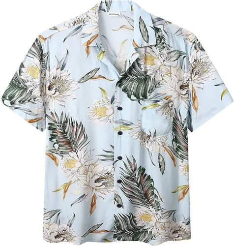 Vista 5 de MCEDAR Hawaiian Shirt for Men Regular Fit Short Sleeve Button Down Summer Beach Tropical Aloha Shirts S-3XL