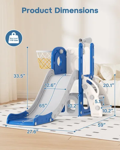 Vista 7 de Babytronic Tobogán para Niños Pequeños, 6 en 1 Tobogán de Interior para Niños de 1-3 Años, Juego de Escalador Interior y Exterior para Bebés