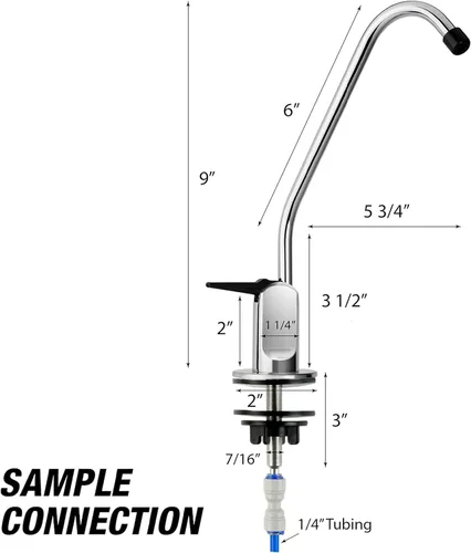 Vista 5 de iSpring GB1 Grifo sin plomo para agua potable con ósmosis inversa, estándar sin hueco de aire RO, cromado