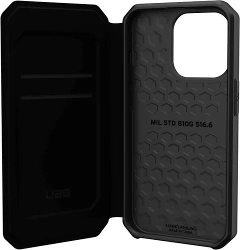 Vista 5 de URBAN ARMOR GEAR UAG - Funda diseñada para iPhone 14 Pro, Kevlar negra de 6.1 pulgadas, funda protectora resistente con tarjetero compatible