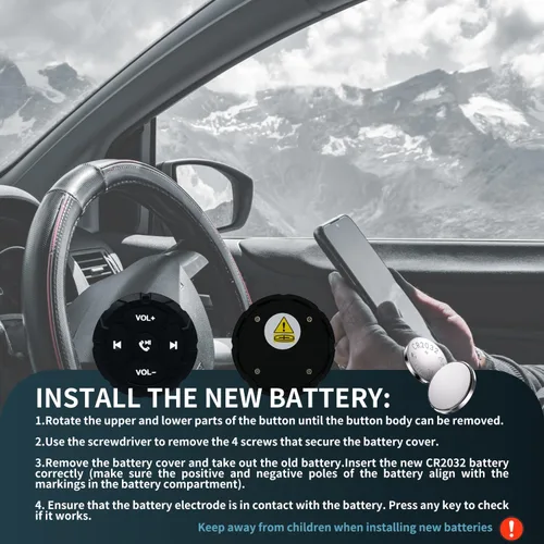Vista 7 de Control remoto de botón multimedia Bluetooth, controlador de música inalámbrico impermeable para automóvil, bicicleta, motocicleta, botón de control