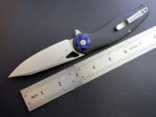 Vista 2 de Eafengrow EF76 Cuchillo plegable para acampar EDC Cuchillo de bolsillo con mango G10 y hoja D2 lavada a la piedra Herramienta de caza al aire libre