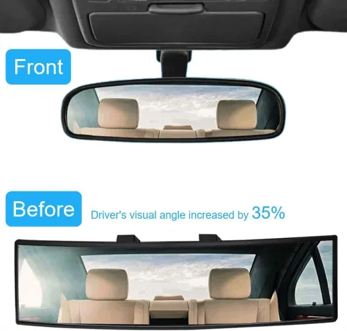 Vista 2 de OBTANIM Espejo retrovisor para automóvil de 10.6 pulgadas, vidrio HD, antirreflejo, clip panorámico gran angular, accesorios para espejo retrovisor