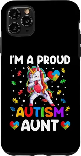 Vista 11 de Funda para iPhone 14 I'm A Proud Aunt Autism Awareness Dabbing Unicorn Girl
