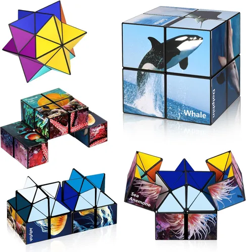 Vista 12 de Star Cube - Juego de cubos mágicos, cubo Yoshimoto 2 en 1 para niños y adultos, juguete para niños y niñas de 8 a 12 años